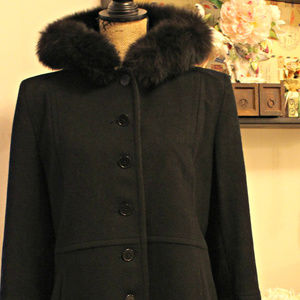 Albert Nipon Wool & Fox Hooded Walker